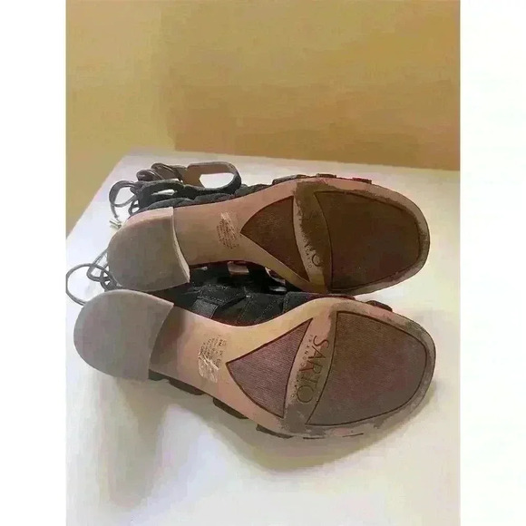 Franco Sarto Connie Black Gladiator Cage Sandals Women’s Size 8 High Heel - Picture 4 of 9